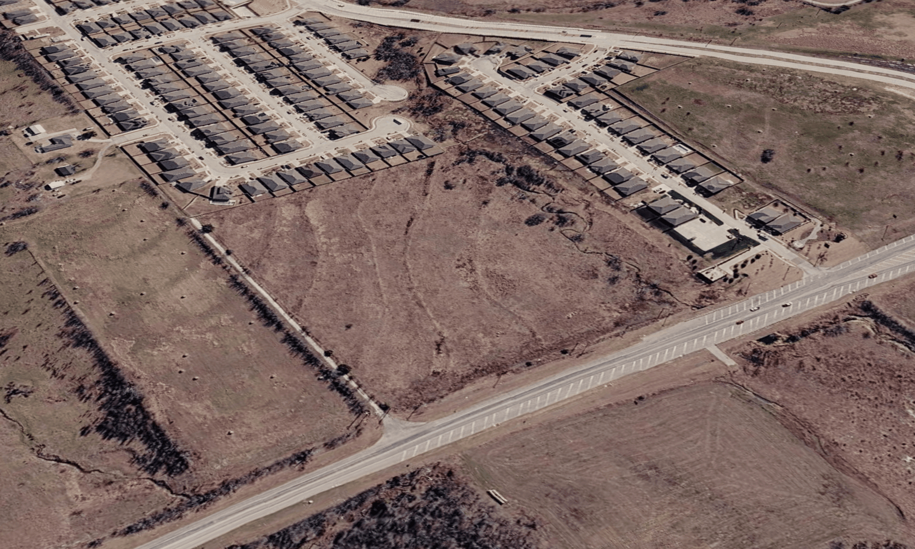 Aerial view of the Celina Retail Development site